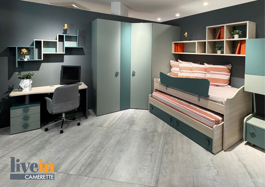 Cameretta con letti multifunzione Maxi e Cabina Armadio X150