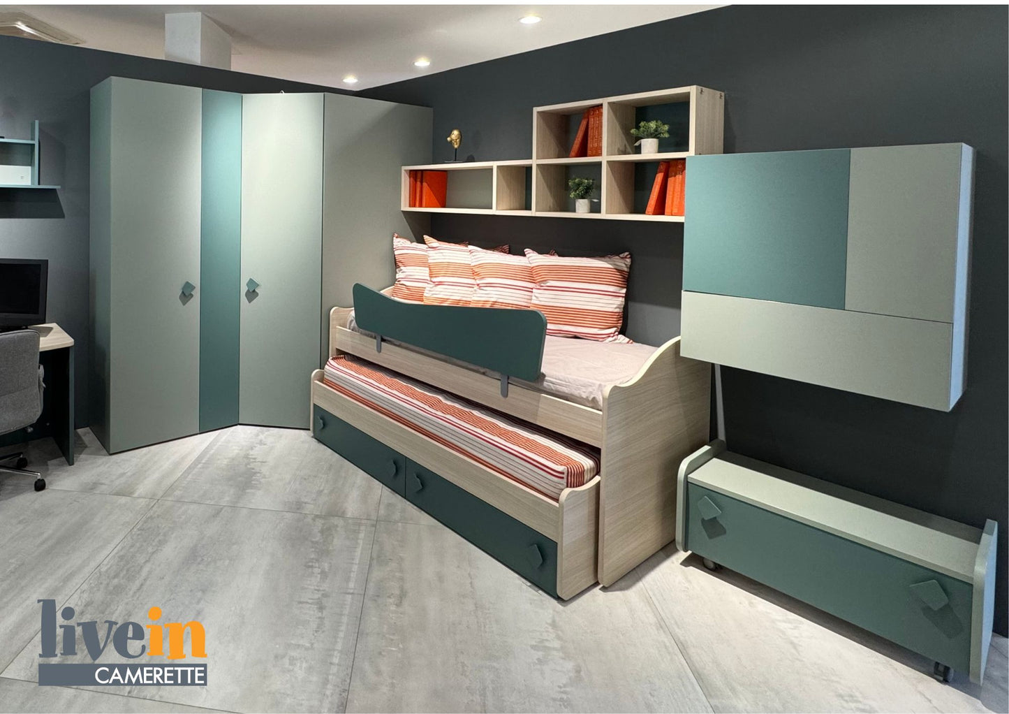 Cameretta con letti multifunzione Maxi e Cabina Armadio X150