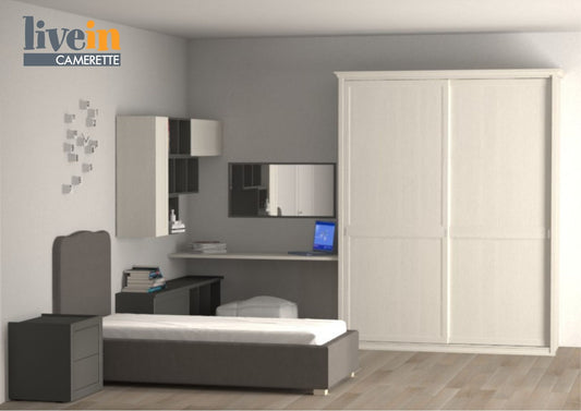 Cameretta Shabby con armadio scorrevole