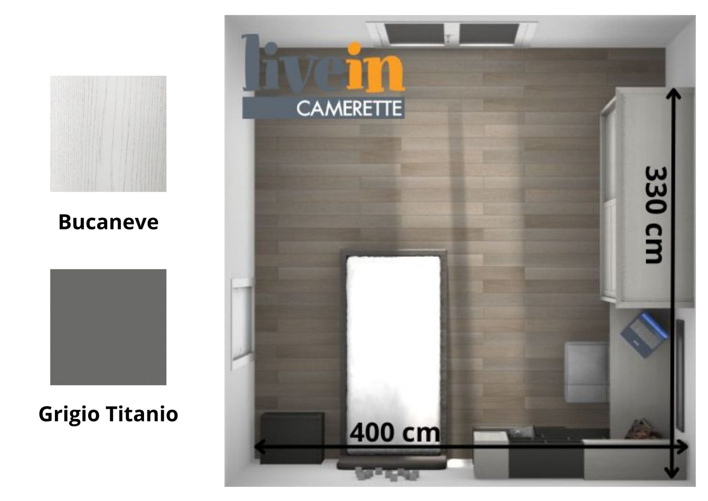 Cameretta Shabby con armadio scorrevole