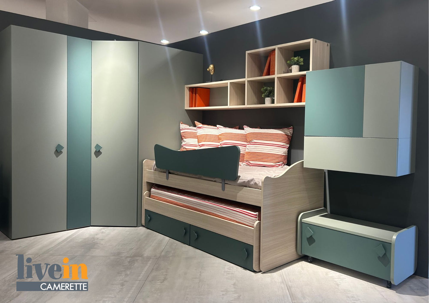 Cameretta con letti multifunzione Maxi e Cabina Armadio X150