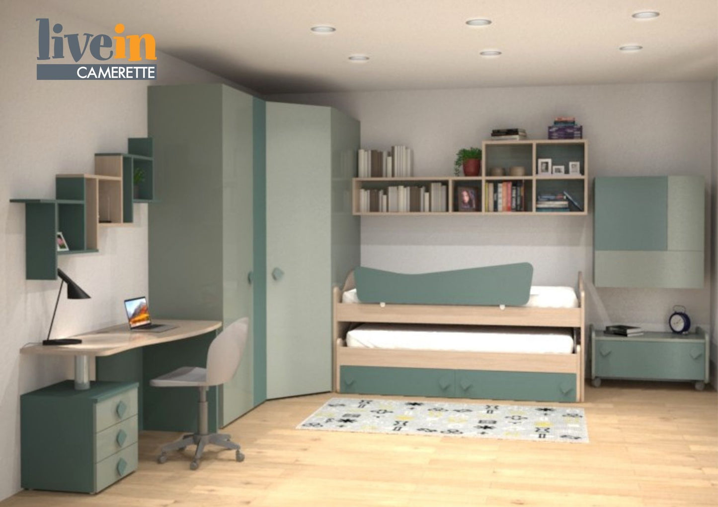 Cameretta con letti multifunzione Maxi e Cabina Armadio X150