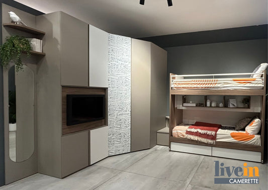 Cameretta con letto a castello scorrevole + Maxi Cabina Armadio X170