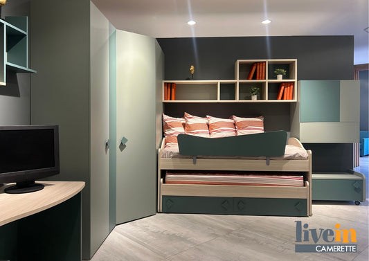 Cameretta con letti multifunzione Maxi e Cabina Armadio X150